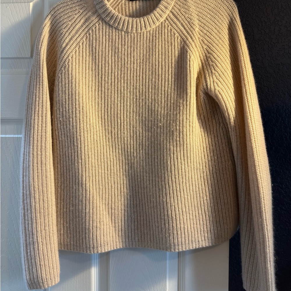Jenni Kayne Tan Cashmere Crew Neck Sweater Size Small
